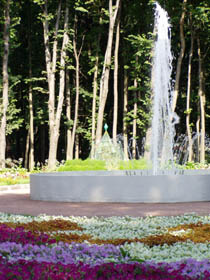 Цветники у фонтана.